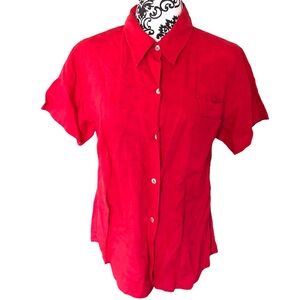 Autograph Red Linen Summer Button-down Shirt